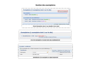 Gestion des exemplaires
 