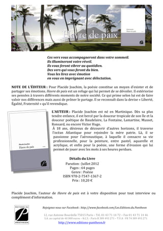 Présenation Havre de Paix, Placide Joachim | PDF