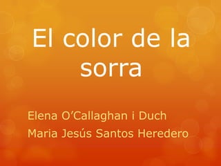 El color de la
sorra
Elena O’Callaghan i Duch
Maria Jesús Santos Heredero
 