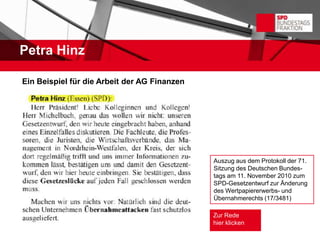 Petra Hinz

Ein Beispiel für die Arbeit der AG Finanzen




                                              Auszug aus dem Protokoll der 71.
                                              Sitzung des Deutschen Bundes-
                                              tags am 11. November 2010 zum
                                              SPD-Gesetzentwurf zur Änderung
                                              des Wertpapiererwerbs- und
                                              Übernahmerechts (17/3481)

                                              Zur Rede
                                              hier klicken
 