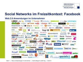 SocialNetworks im Freizeitkontext: Facebook,[object Object],Web 2.0 Anwendungen im Unternehmen,[object Object]