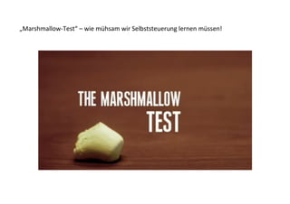 „Marshmallow-Test“ – wie mühsam wir Selbststeuerung lernen müssen!
 