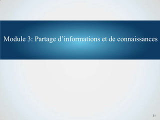 Module 3: Partage d’informations et de connaissances
31
 