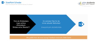 SharePoint-Schwabe
Nutzen Sie alle Räume Ihrer SharePoint Villa bevor Sie anbauen!
 