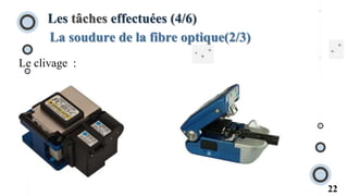 22
Les tâches effectuées (4/6)
La soudure de la fibre optique(2/3)
Le clivage :
 