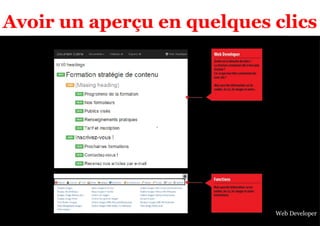 Avoir un aperçu en quelques clics 
Web Developer 
 