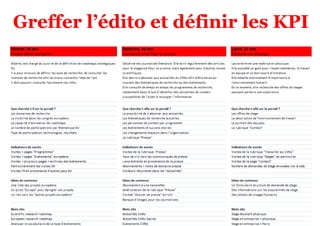 Greffer l’édito et définir les KPI 
 