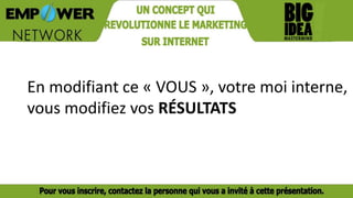 En modifiant ce « VOUS », votre moi interne,
vous modifiez vos RÉSULTATS
 