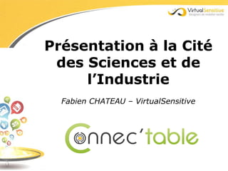 Présentation à la Cité
 des Sciences et de
     l’Industrie
  Fabien CHATEAU – VirtualSensitive
 