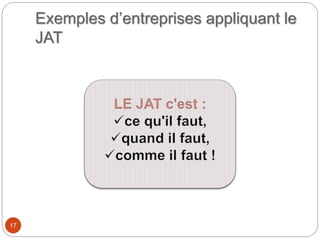 Exemples d’entreprises appliquant le
JAT
17
 