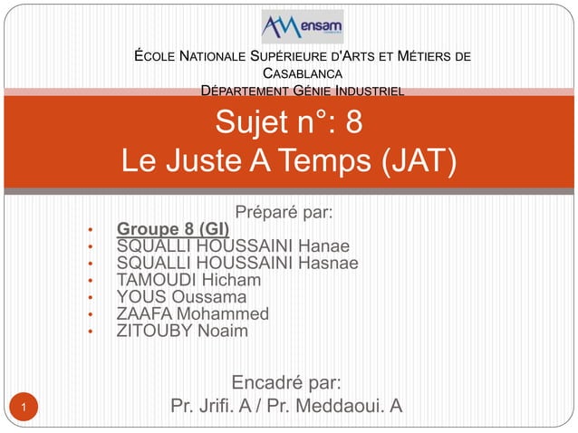 Le Juste A Temps (JAT) PPT