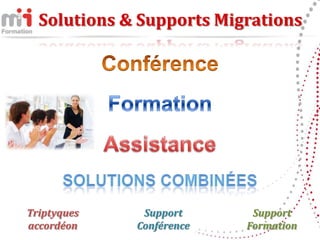 Solutions & Supports Migrations




Triptyques    Support      Support
accordéon    Conférence   Formation
 