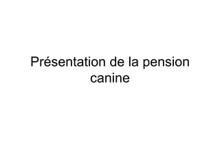 Présentation de la pension canine 