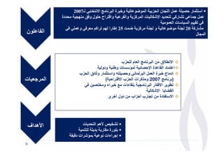 ‫ـ7002‬     ‫( ا@‬     ‫و‪ 8L‬ة ا 8‬      ‫ا ‪ "W‬ر ' - "‪ M‬ا - ن ا & ا " ‪E‬‬
         ‫دة‬     ‫اح '- ل و 5 ‪J‬‬    ‫وا‬      ‫ا‪ 3CF‬ت ا " ‪ &P‬وا ‪B‬‬       ‫ر‪P‬‬    ‫"‪"? M‬‬
                                                             ‫ا < ت ا $"‬
              ‫و "-‬   ‫$‬   ‫ا‪P‬‬   ‫‪ 25 e"E &P‬إط را ‪J‬‬         ‫و‬     ‫‪E‬‬      ‫ر‪20 P‬‬
‫ون‬   ‫ا‬                                                                    ‫ا" ل‬




                                     ‫ا م زب‬      ‫ا ط ق نا ر‬
                          ‫ؤ ت وط ودو‬              ‫ا $ د ا # دة ا!‬
                ‫$& وا $% ر و% ق ا زب‬    ‫إد ج ) رة ا ل ا ر ' و‬
‫ا ر. ت‬                      ‫7002 و ذ+رات ا زب ا -$را (‬        ‫)ر‬
                  ‫$طو ر ا2/+ ر ا ر . # ءات 1 ) راء و )$ ن /'‬
                                                    ‫ا #4 ا!3+‬
                              ‫ا $ دة ن $. رب أ زاب ن دول أ)رى‬




‫ا2ھداف‬             ‫ت‬    ‫‪> f‬ھ ا‬
                  ‫- - "‬    ‫- رة ر‬
               ‫"‪ CA‬ات د‬      ‫إ? اءات‬
 