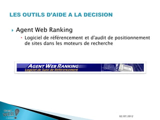    Agent Web Ranking
      Logiciel de référencement et d'audit de positionnement
       de sites dans les moteurs de recherche




                                               02/07/2012
 