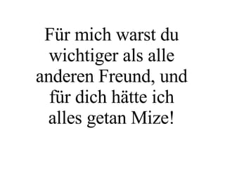 Für mich warst du wichtiger als alle anderen Freund, und für dich hätte ich alles getan Mize! 