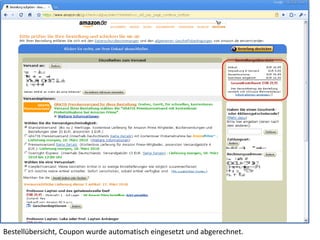 Bestellübersicht, Coupon wurde automatisch eingesetzt und abgerechnet.