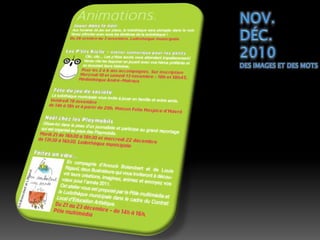 nov.dÉc.2010Des images et des mots
