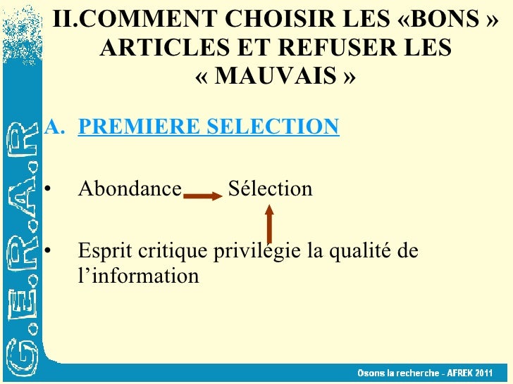 Analyse critique de la littérature scientifique, congrès AFREK du 22/…