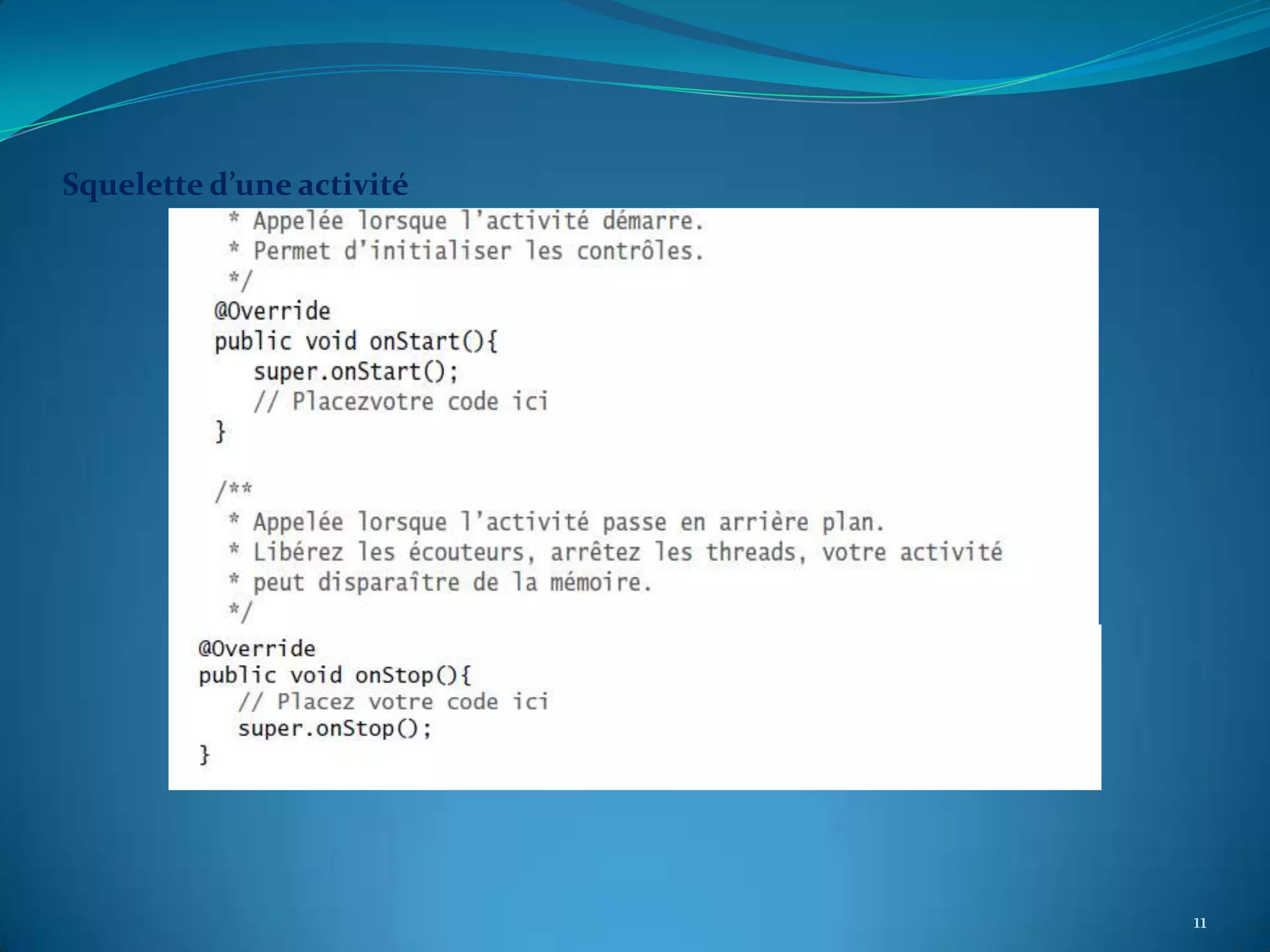 Squelette d’une activité




                           11
 