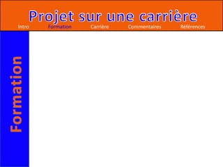 Intro   Formation   Carrière   Commentaires   Références
 