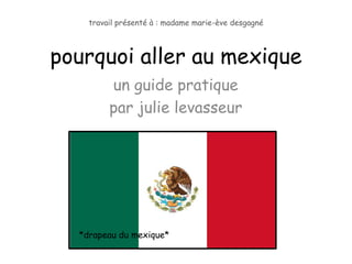 travail présenté à : madame marie-ève desgagné



pourquoi aller au mexique
         un guide pratique
         par julie levasseur




  *drapeau du mexique*
 