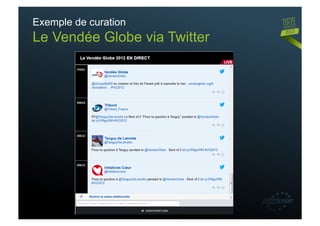 Exemple de curation
Le Vendée Globe via Twitter
 