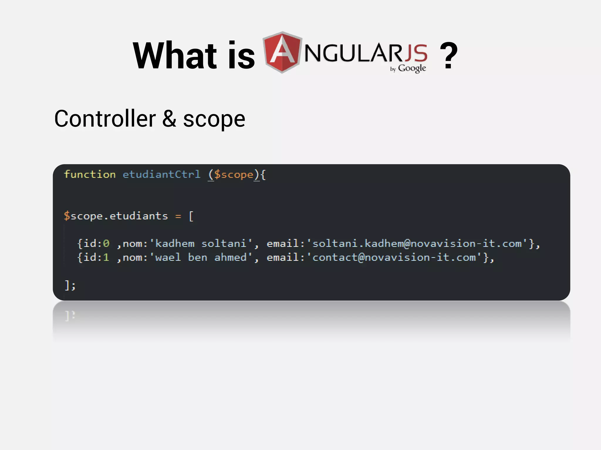 What is ? 
Controller & scope  