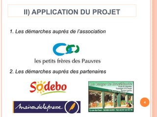 II) APPLICATION DU PROJET 
1. Les démarches auprès de l’association 
2. Les démarches auprès des partenaires 
4 
 