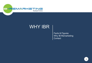 WHY IBR 
Facts & Figures 
Why IB-Remarketing 
Contact 
31 
 