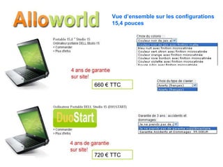 Vue d’ensemble sur les configurations 15,4 pouces 660 € TTC 720 € TTC 