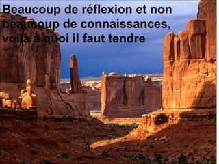 Beaucoup de réflexion et non  beaucoup de connaissances,  voilà à quoi il faut tendre   