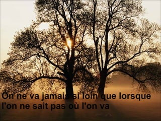 On ne va jamais si loin que lorsque l'on ne sait pas où l'on va  