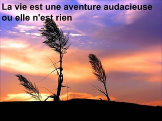 La vie est une aventure audacieuse ou elle n'est rien  