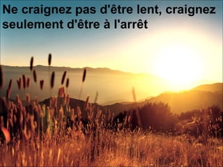 Ne craignez pas d'être lent, craignez seulement d'être à l'arrêt   