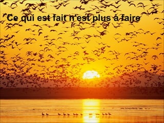 Ce qui est fait n'est plus à faire   