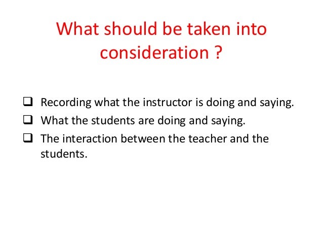 Classroom Observation And Type Of Observers