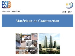 Matériaux de Construction
1ère Année Génie Civil 2018 - 2019
 