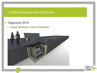 OVAM Ecodesign Award Etudiants 
• Gagnants 2014: 
• Longue échéance: Urban Composter 
43 
 