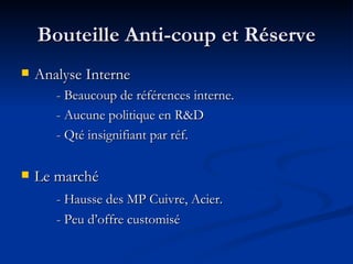 Bouteille Anti-coup et Réserve ,[object Object],[object Object],[object Object],[object Object],[object Object],[object Object],[object Object]