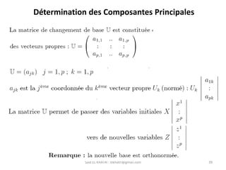 Said EL KHATRI : elkhatri@gmail.com 39
Détermination des Composantes Principales
 