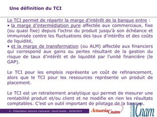 Présentation mémoire d’actuariat –David Guetta - 24/04/20156 -
Une définition du TCI
Le TCI permet de répartir la marge d’...