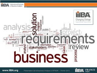 www.IIBA.org Présentation de la Business Analyse à l’AFNOR – Février 2013
 