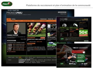 Plateforme de recrutement et plan d’animation de la communauté
 