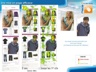 Une mise en page efficace Les visuels humains permettent de  structurer la page  et d'orienter le parcours de l'utilisateur. Source : Altics 