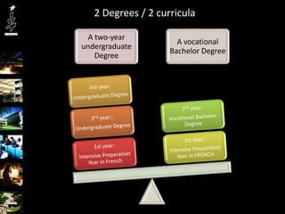 2 Degrees / 2 curricula

  A two-year
                      A vocational
undergraduate
                    Bachelor Degree
    Degree
 