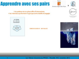 Apprendre avec ses pairs                                               &




   11       Les 10èmes rencontres du FFFOD – Marseille 19/21 novembre 2012
 