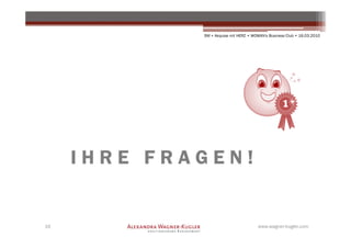 SM + Akquise mit HERZ • WOMAN's Business Club • 16.03.2010




     IHRE FRAGEN!


16                                     www.wagner-kugler.com
 