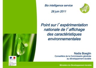 Commissariat Général au Développement durable

         Ministère du Développement durable
                                            1
 