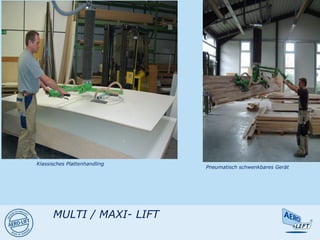 Klassisches Plattenhandling
Pneumatisch schwenkbares Gerät
MULTI / MAXI- LIFT
 